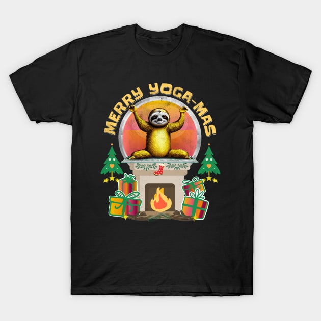 Merry Yoga-Mas Sloth T-Shirt by dilger